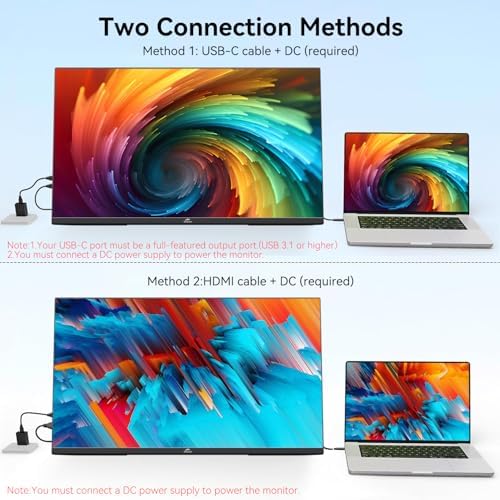 Kenowa 21.5" Large Portable Monitor FHD 1080P IPS 75Hz Frameless USB C HDMI Portable Gaming Monitor, Built in Speakers Stand Travel Second Monitor for Laptop Phone PC Xbox - Image 3