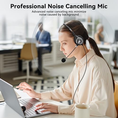 Wantek USB Headset with Microphone for PC, Computer Headset with Noise Canceling Microphone with Mute for Home Office Online Skype Zoom Meetings - Image 2