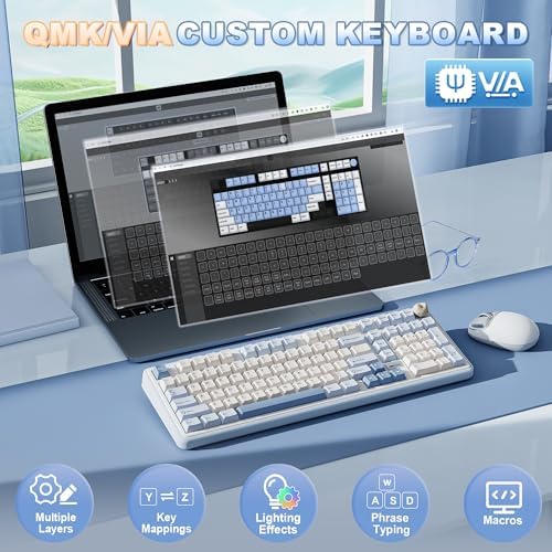 YUNZII B98 PRO 96% Wireless Mechanical Keyboard(Blue, Candy Switch) - Image 4