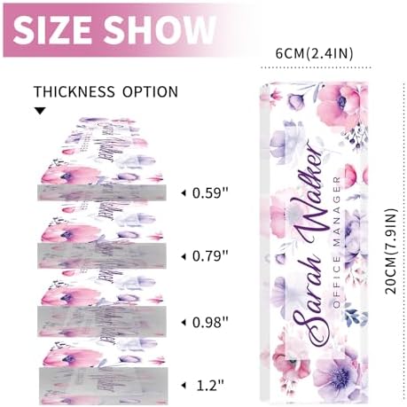Custom Name Plate for Desk - Desk Name Plate Personalized - Acrylic Office Desk Accessories - Appreciation Gifts for Coworkers Employee Teacher Staff Boss - Office Decor for Women (Purple Flowers D) - Image 6