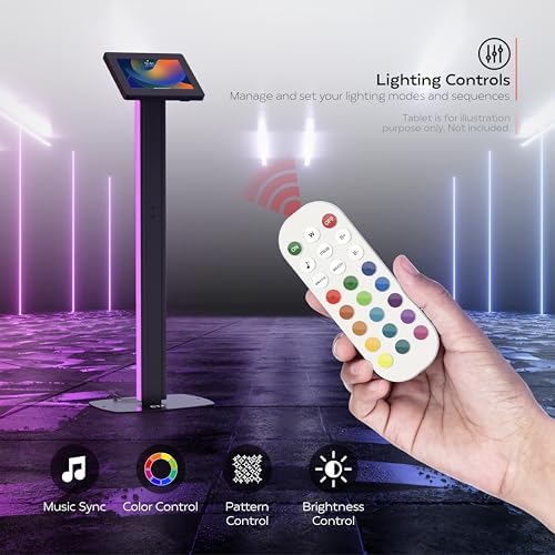 Premium Thin Floor Stand – CTA Heavy-Duty Premium Thin Floor Stand w/LED Light Add-On & Remote Control for iPad 11 (A16) - Pro 11-inch M4 - Air 11-inch M3- iPad 10th Gen - Galaxy Tab & More Tablets - Image 3