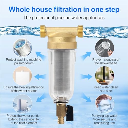 Spin Down Sediment Filter, 3/4 Inch Brass Whole House Pre-Filter - Image 3