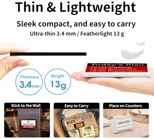[Santek] EZ Sign NFC E-Paper Display – No Battery, Ultra-Thin 0.13”, Rewritable 4-Color Digital Display, App-Controlled (iOS/Android/PC), IP65 (Black, 2.9" 6pcs, No Stand and Clip Included) - Image 5