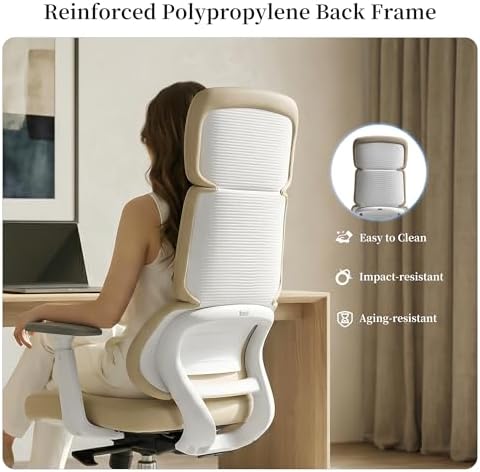 EUREKA ERGONOMIC Remi High Back Office Chair, PU Leather Office Chair with Wheels, Leather Desk Chair, Executive Office Chair Comfy for Home & Office, Off-White (Pack of 5) - Image 6