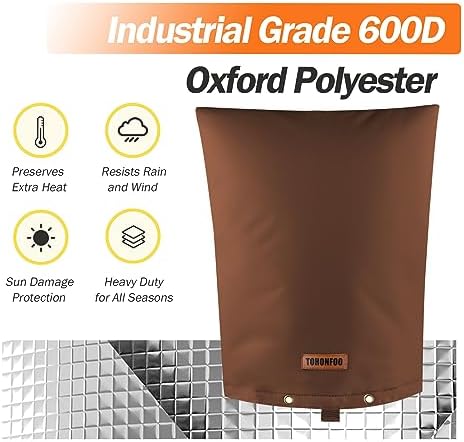 TOHONFOO Backflow Preventer Cover, Pipe Freeze Insulation, 16"Wx20"H, Brown - Image 6