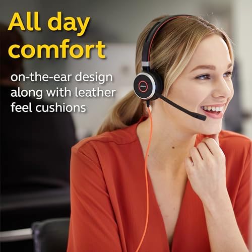 Jabra Evolve 40 MS Professional Wired Headset, Mono – Telephone Headset for Greater Productivity, Superior Sound for Calls and Music, 3.5mm Jack/USB Connection, All-Day Comfort Design, MS Optimized - Image 5