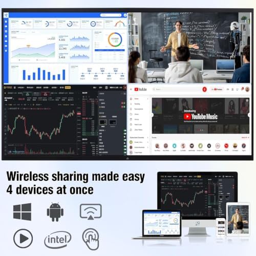 75" 4K Interactive Smart Whiteboard, Touchscreen TV, Digital Whiteboard for Office & Classroom - Android & Windows Dual System, Wireless Screen Sharing for Meetings & Teaching - Wall Bracket Included - Image 4