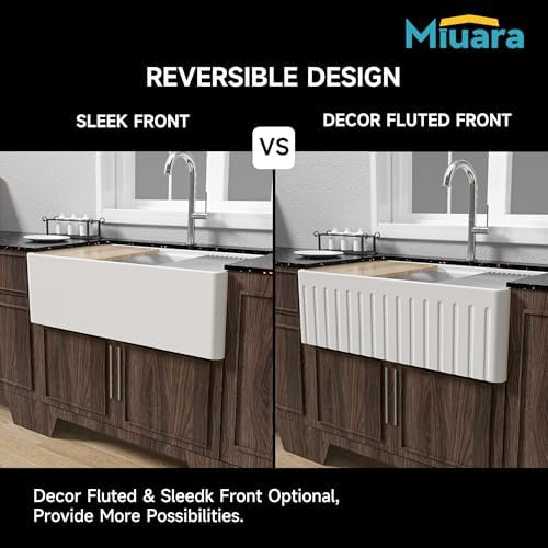 Miuara 31 x 18 Inch White Apron Front Farmhouse Workstation Kitchen Sink - Image 5