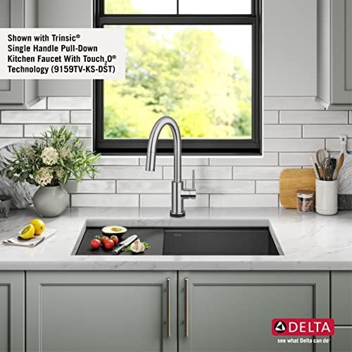 Delta Faucet Rivet 27 Inch Black Stainless Steel Undermount 16 Gauge Workstation Kitchen Sink Single Bowl in PVD Gunmetal Finish with WorkFlow Ledge and Accessories, 95B9031-27S-GS - Image 2