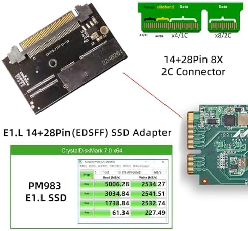 CY Adapter U.2 SFF-8639 Host Adapter to NVMe Ruler 1U GEN-Z EDSFF 2C 8X Short SSD PM983 E1.L Carrier Adapter - Image 6