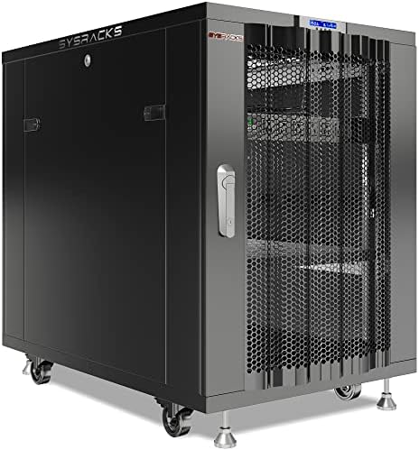 Sysracks 18U Server Rack Cabinet, 39” Deep 19” Floor Standing Enclosed Network Rack for Home Lab, NAS, UPS & AV Gear, Vented Doors, 4 Fans, PDU, Shelf, 1600 lb Capacity by SYSRACKS