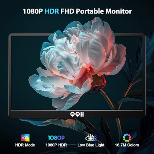 QQH Portable Monitor, 15.6" Portable Travel Monitor for Laptop 1080P FHD IPS Second Screen, USB C HDMI External Gaming Monitor Display for Computer Phone PC PS4 PS5 Xbox Switch (Z1-9) - Image 2