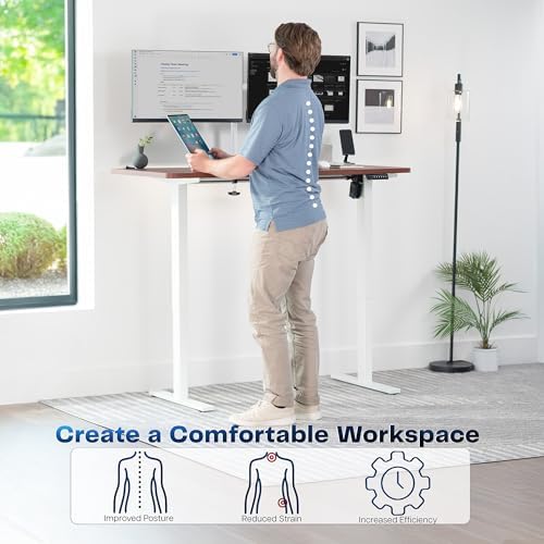 VIVO Dark Walnut 55 x 28 in Standing Desk, DESK-KIT-1W55D - Image 4