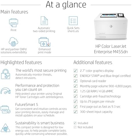 HP Color LaserJet Enterprise M455dn Duplex Printer (3PZ95A) - Image 2