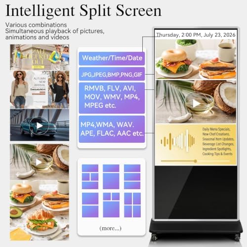 65" Touch Digital Signage Display Kiosk Floor Stand Advertising - Image 6