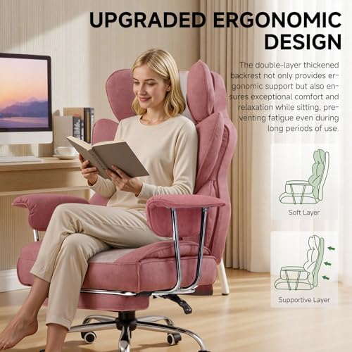 COMHOMA Big and Tall Gaming Chair with Pocket Spring Lumbar Support, Ergonomic Office Chair with Footrest, Executive Desk Chair with Outward Fixed Soft Armrests, Computer Chair with High Back, GYPK - Image 5