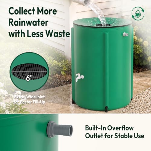 VINGLI Collapsible Rain Barrel Portable Rain Water Collection (Green, 132 Gallon) - Image 5