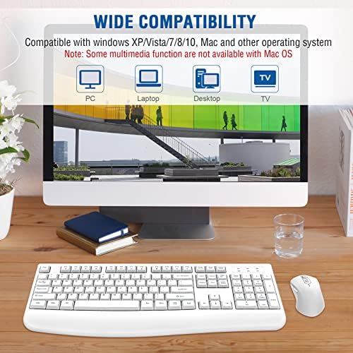 EDJO Wireless Keyboard and Mouse Combo, USB Plug & Play (White) - Image 7