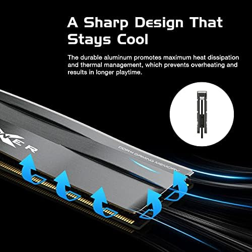 Silicon Power Gaming Series DDR4 32GB (2x16GB) 3200MHz (PC4 25600) 288-pin CL16 1.35V UDIMM Desktop Memory Module RAM Metallic Grey SP032GXLZU320BDC - Image 5