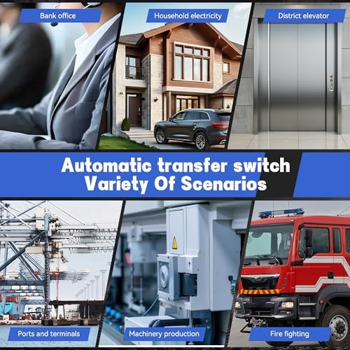 100A AC220V Automatic Transfer Switch with LED Display, 50/60Hz 2P ATS Auto Dual Power Outdoor Changeover Switch for Home Generator, L1 Priority Din Rail Mount CE Certified Selector Transfer Switches - Image 6