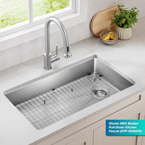 KRAUS Fairlane 33-inch ADA Compliant Undermount Single Bowl 18-Gauge Stainless Steel Kitchen Sink, KHU640-33-5.5 - Image 3