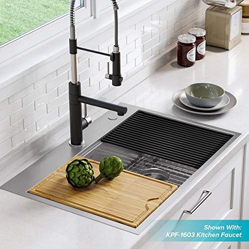 KRAUS Kore™ Workstation 30-inch Drop-In 16 Gauge Single Bowl Stainless Steel Kitchen Sink with Accessories (Pack of 5) with WasteGuard™ Continuous Feed Garbage Disposal, KWT310-30-100-75MB - Image 2