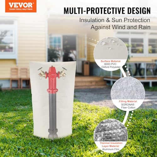 VEVOR Well Pump Covers, 20''W x 34''H, Backflow Preventer Insulation Cover, Sprinkler Covers for Outside, Sturdy 5 Layers for Winter Freeze Protection, Insulated Pouch for Winter Pipe Freeze - Image 2