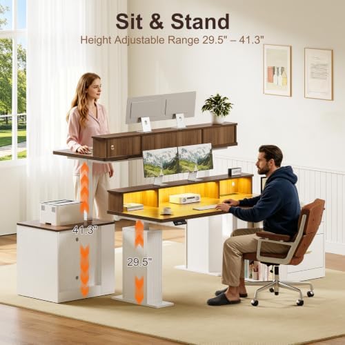 Electric Standing Desk with Drawers - 70" Adjustable Computer Desk - Image 4