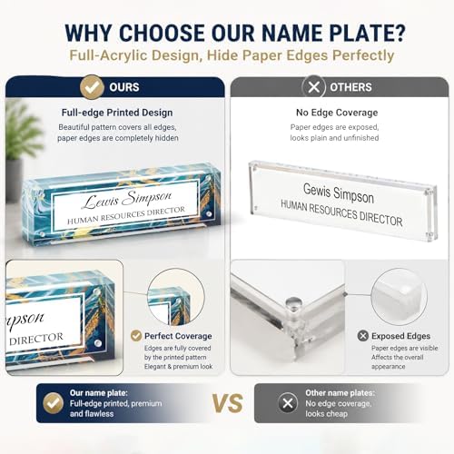 Custom Name Plate for Desk, Office Desk Double sided pattern Name Plate Personalized Office Desk Decor for Women and Men, Teacher Nurse Boss Employee Appreciation Gifts (Blue Marble, UV pattern) - Image 5