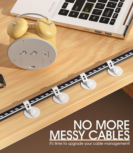 Cable Management Under Desk, Adhesive Cable Ties, 20Pack-White - Image 7