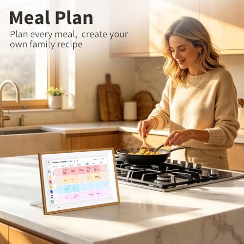 Digital Calendar, 10.1 Inch Electronic Calendar for Family Schedules, Smart Touchscreen Interactive Family Planner with Chore Chart, Meal Planner, Digital Picture Display, Gift for Mom Dad Mother (Wood Grain Color) - Image 4