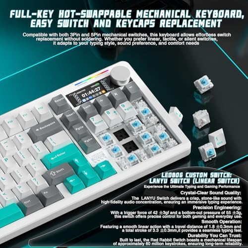LINGBAO K98 PRO 96% Wireless Mechanical Gaming Keyboard with Screen & Knob - Image 6