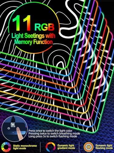 XXL Mouse Pad with Phone Holder - Black, RGB Desk Mat with 15W Fast Charging, LED Gaming Mousepad with 11 Light Colors, Waterproof Non-Slip Pad for Office & Home (Topographic) - Image 4