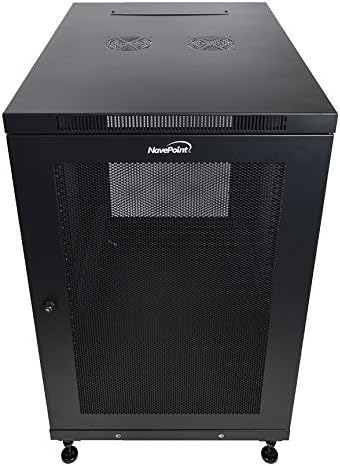 NavePoint 18U Network Cabinet with Wheels 33” Deep, 18U Wall Mount Server Rack with Locking Perforated Door, 19 Inch Rack for IT Equipment, 18U Network Rack Enclosure, 1000lbs Capacity, Black by NavePoint