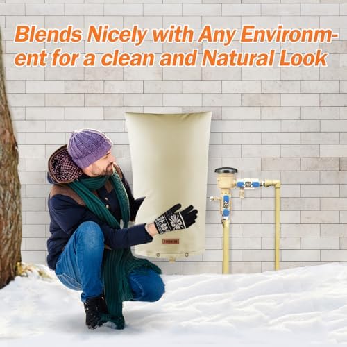 TOHONFOO Backflow Preventer Cover, Pipe Freeze Insulation, 16"Wx26"H, Beige - Image 4