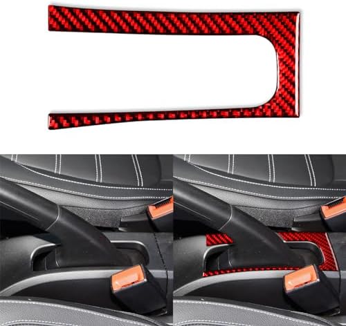 Real Soft Red Carbon Fiber Car Center Console Handbrake Panel Side Frame Cover Trim Sticker Auto Interior Decoration Accessories Compatible with Benz Smart 2016 2017 2018 2019 2020 2021 by PJFUS