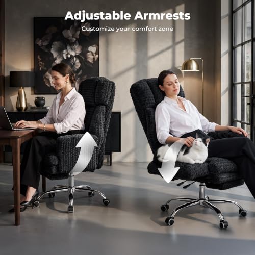 Big and Tall Office Chair, Flip Armrests for Pets & Cross Legged Sitting - Image 4