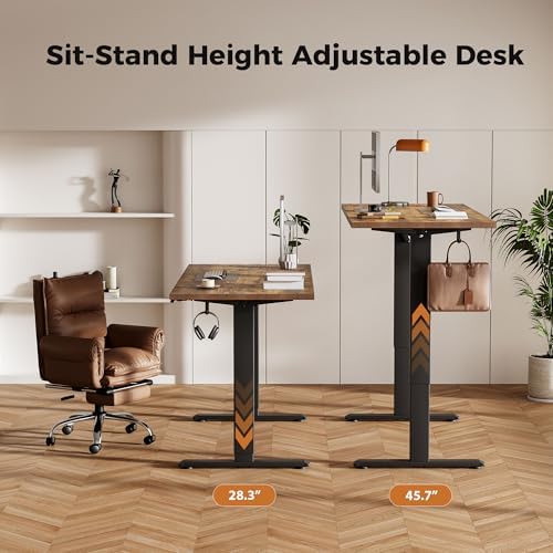 Agilestic 48*24 Inch Height Adjustable Electric Standing Desk, Rustic Brown - Image 3