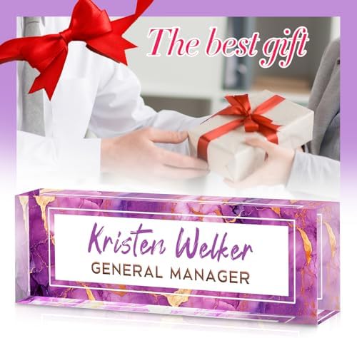 Desk Name Plate Personalized, Custom Name Plate for Desk, Personalized Teacher Appreciation Gifts for Desk Decor, Office Gifts for Coworkers Employees Boss, Teacher, Social Worker(Pink Purple Marble) - Image 7