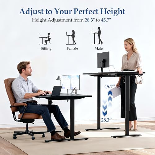 Klicelor L Shaped Standing Desk 63 x 35.4 Inch, Electric Height Adjustable Corner Desk for Home Office Workstation, Ergonomic Sit Stand Computer Table with Memory Controller, Black - Image 6