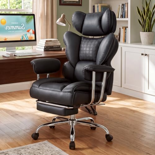 DUMOS Big and Tall Home Office Desk Chair, Executive Chair with Footrest - Image 2