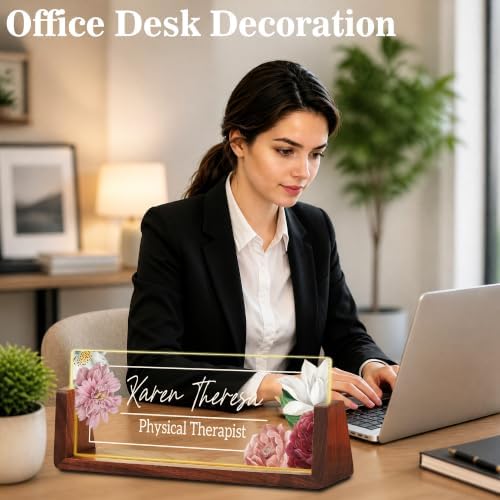 Custom Name Plate for Desk with LED Walnut Frame, Office Desk Decor - Image 5