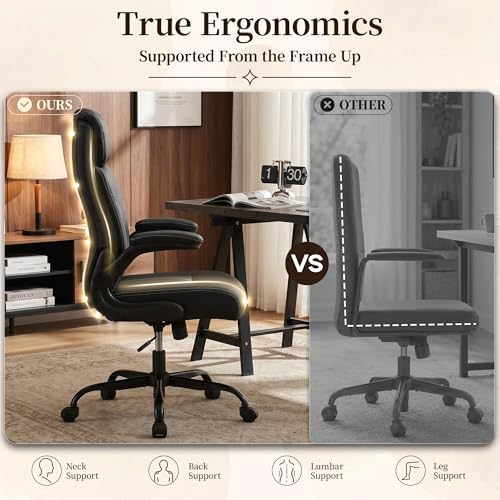 Office Chair, Leather Ergonomic Computer Desk Chair with Rocking - Image 3