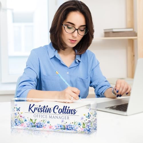Custom Name Plate for Desk, Personalized Desk Name Plate on Clear Acrylic Glass, Appreciation Gifts for Teacher Employee Boss Coworkers Nurse, Office Desk Accessories for Women Men (Turquoise) - Image 4
