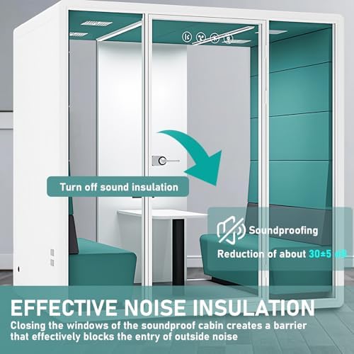 Office Sound Booth with Audio Privacy - Soundproof Proof Booth Includes Superimposed Interior Design,Sound Room Include Socket,Fans,Light for Study (Blue, 90IN) - Image 3