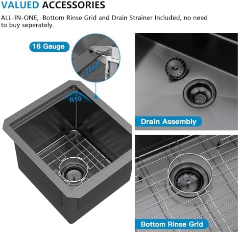 13"x15" Undermount Black Bar Prep Sink Workstation - Image 7