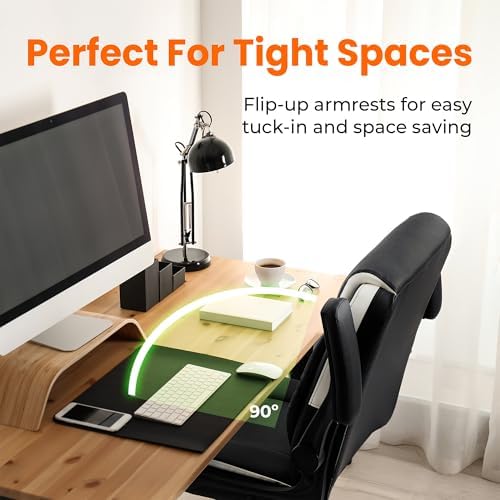 NEO CHAIR PU Leather Office Desk Chair with Adjustable Arms, Black White - Image 7