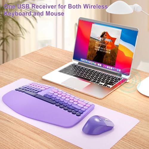 Ergonomic Wireless Keyboard Mouse, Mechanical Gaming Set with Wrist Rest - Image 4