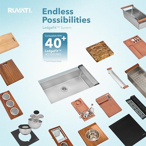 Ruvati 33in Stainless Steel RoundCorner Undermount Workstation Sink-RVH8303 - Image 5