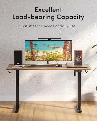 DESINO Standing Desk, 32 × 19 Inches Electric Height Adjustable, Sit and Stand Up, Computer Office Desk with Splice Board, Black Frame/Rustic Brown TOP - Image 5